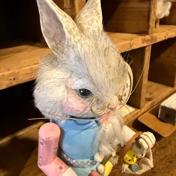 Vintage Inspired Whimsical Rabbit Nutcracker with Pastel Colors - Picture 3 of 15